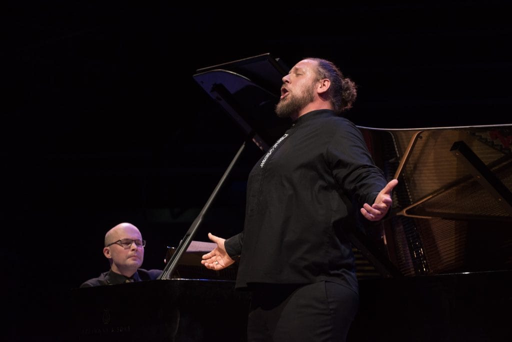 Matija Meic and Kirill Kozlovski on Musiikkitalo stage.